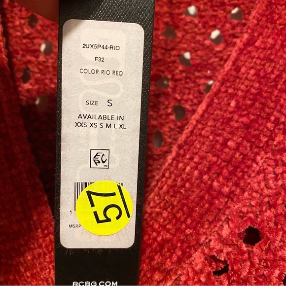 BCBG Women's Cardigan Red Sweater See through Cozy New size small - Picture 7 of 13